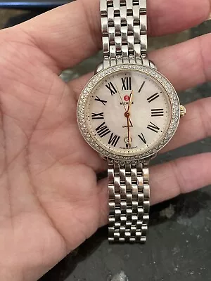 EUC Michele Serein MW21B01C5025    2 Tone Diamond Watch W/ Silver Color Band • $770