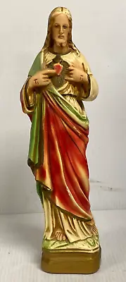 Vintage Sacred Heart Of Jesus Christ Ceramic Statue Figurine 13   Very Rare LOOK • $159.95