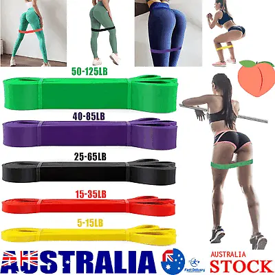 Heavy Duty Resistance Band 5 Loop For Gym Exercise Pull Up Fitness Workout Yoga • $38.99