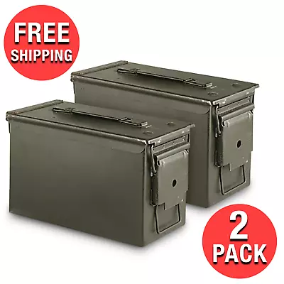 (2-Pack) M2A1 .50 Caliber Ammo Can Waterproof U.S Military Storage Metal Latch • $52.89