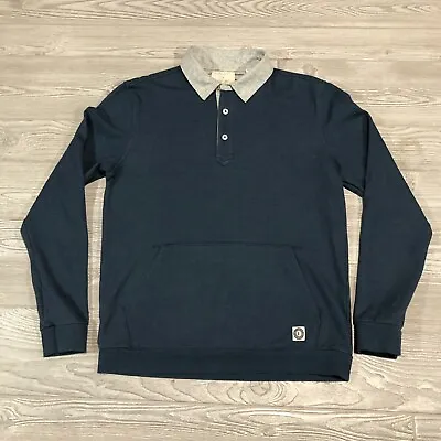 Linksoul Shirt Mens S Blue Long Sleeve Polo Rugby Golf Pocket Logo 4570 • $18.71