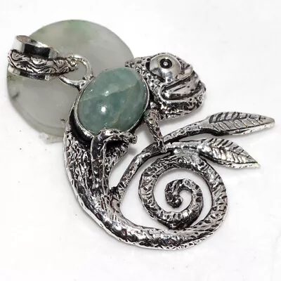 Aquamarine 925 Silver Plated Chameleons Gemstone Pendant 2  Gifts Jewelry GW • $3.99