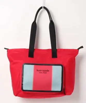 Kate Spade Tote Womens Red Large Nylon Packable Travel Shoulder Bag Journey • £86.72