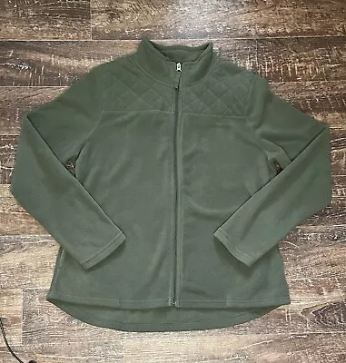 Merona Fleece Army Green Jacket With Quilted Detail Women’s Large • $12