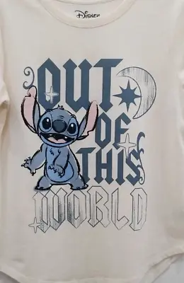 Disney Stitch Out Of This World Women's Junior Shirt Ivory Color Size XL NEW • $9.89