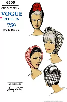 Vogue #6605 Sally Victor BERET Hat Hood Fabric Sew Pattern Chemo Cancer Alopecia • $5.49