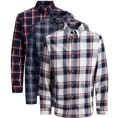 Jack & Jones Mens Check Shirt Logan Long Sleeve Top • £16.99