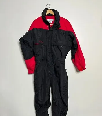 Vtg Columbia Ski Snow Suit Mens One Piece Black & Red Skiwear Size Large • $69.99