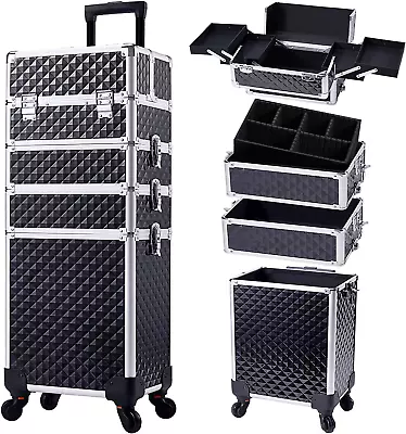 Stagiant Rolling Makeup Train Case Large Storage Cosmetic Trolley 4 In 1 Large C • $148.99