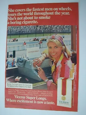1975 Viceroy Cigarettes. Lady Reporter Indy Car Racing VINTAGE PRINT AD LO57 • $4.99
