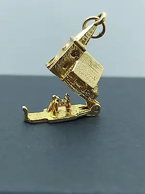 Vintage 9ct Gold Opening Wedding Church Charm With Bride & Groom • £229