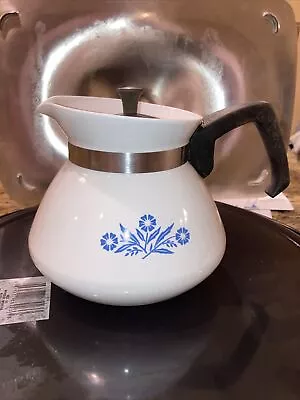 Vintage Corning Ware Blue Cornflower 6 Cup Coffee Tea Pot With Lid • $12