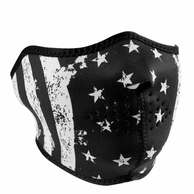 Zan Headgear B & W USA Flag Motorcycle Ski Snow Mobile Half Face Neoprene Mask • $12.99