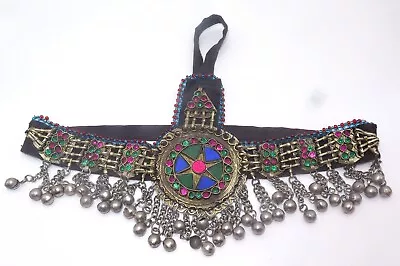 Vintage Kuchi Tribal Berber Afghan Turkey Glass Silver Headpiece Headdress • $2.99