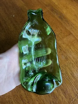 Vintage Embossed 7up Green Glass Bottle Up Cycled Dish Art Glass Rare Eccentric • $24.99