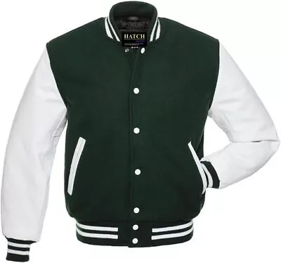 Men’s Varsity Baseball Jacket Wool Body Genuine Cowhide Leather Arms Varsity • $139.99