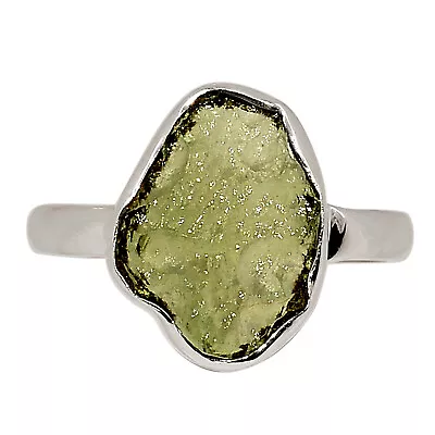 Natural Genuine Czech Moldavite 925 Sterling Silver Ring Jewelry S.7 ALLR-25634 • $33.99