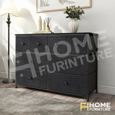$109.50 • Buy Modern Chest Of 8 Drawers Storage Cabinet Fabric Tower Dresser Tallboy Black