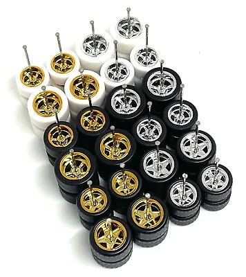 10 Wheel Set Random Mix Chrome Gold 11/13mm 10/12mm Staggered Fit W/ Rubber Tire • $30