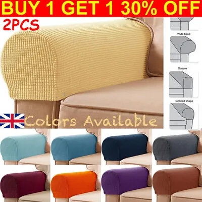2PCS Removable Arm Stretch Sofa Couch Chair Protector Armchair Covers Armrest UK • £3.79