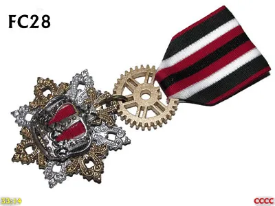 Steampunk Badge Brooch Pin Drape Medal Green Red White Gold Silver Crown #FC28 • $12.45