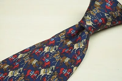 Salvatore Ferragamo Navy Blue Majestic Horse 100% Silk Tie Italy • $99.64