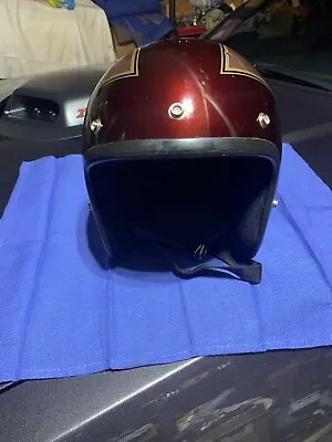 Vintage Shoei 1975 Hondaline Stag Motorcycle Helmet Open Face XL Burgundy 2-tone • $75