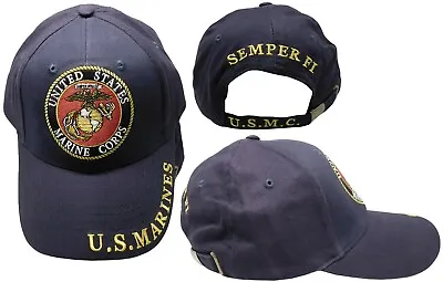 United States Marine Corps Emblem Round Semper Fi Navy Blue Embroidered Cap Hat • $15.88
