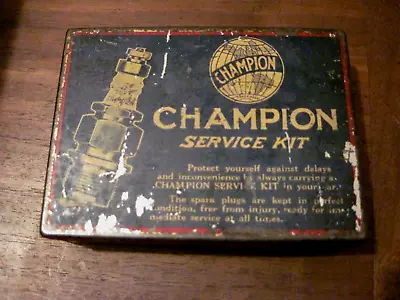 Original Vintage Champion Spark Plugs Metal Box Tin • $39.99