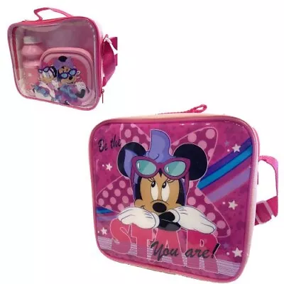 Disney Minnie Mouse Lunch Box 3 Piece Kids Bag Water Bottle Snack Pot One Size • £12.95