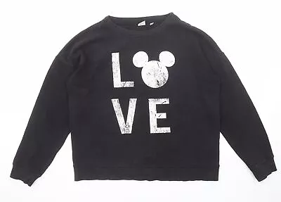 NEXT Womens Black Cotton Pullover Sweatshirt Size L Pullover - Mickey Mouse Love • £5.50