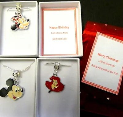 Minnie Mouse Ariel Or Mickey Mouse Charm Necklaces Christmas Or Birthday Gift • £5.70