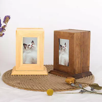Wooden Pet Memorial Urn For Ashes With Photo Frame Cat / Dog Memory Box Keepsake • $29.89