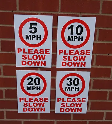 PLEASE SLOW DOWN 5MPH 10MPH 20MPH & 30MPH Speed Restriction Sign Or Sticker Road • £3.89