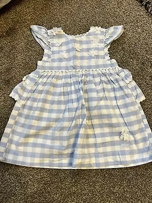 Zip Zap Baby Girls Blue Checked Short Sleeved Dress - Age: 12 Months  • £0.99