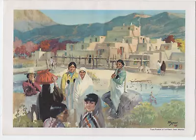 1960 Santa Fe Railroad Menu Pueblo Indians California Farm Fed. Tour To Mexico • $23.99