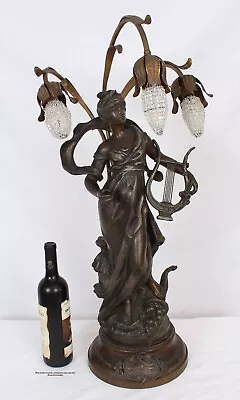 Louis Moreau Muse Champetre French Sculpture Table Lamp 31  H. • $1700