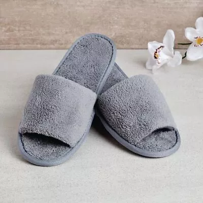 Mitre Comfort Vienna Open Toe Slippers In Grey Cotton Towelling & EVA - One Size • £6.82