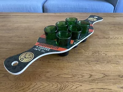 Jagermeister Shot Glasses And Paddle - 6 Glasses With Holder - New - Man Cave • £14.99