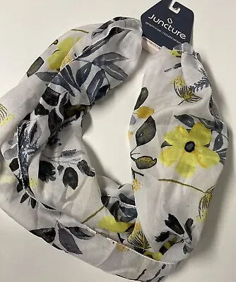 Women's Soft Circle Infinity Scarf Bee & Flowers Design Yellow-Black-White • $8.25