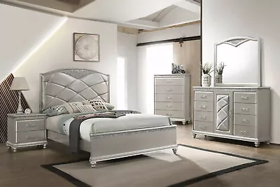 NEW Champagne Silver Queen King 5PC Bedroom Set Modern Glam Furniture B/D/M/N/C • $1549.99