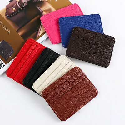 Men Womens ID Card Holder Front Pocket Wallet Leather Minimalist Coin Purse USA • $2.49