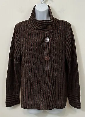 Habitat Clothes To Live In Size M Women’s Brown Black Knit Funnel Neck Sweater • $19.99