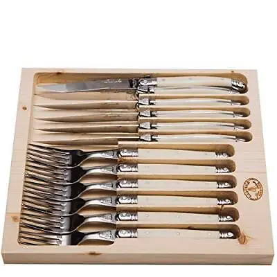 (D) Laguiole Jean Dubost Flatware 12-pc Cutlery Set In A Tray (Ivory) • £246.08