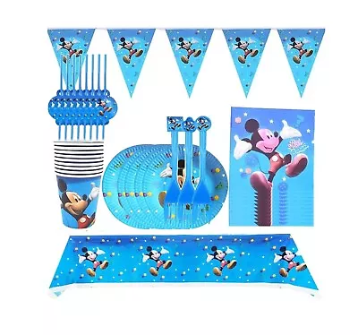 Mickey Mouse Party Supplies Decoration Set Plates Cups Straws Napkin Table  • $13.66