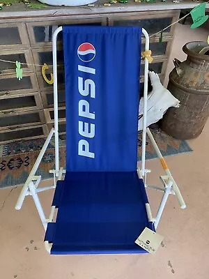 NEW WITH TAGS VINTAGE 1990s PEPSI STUFF FOLDING BEACH CHAIR PEPSI PROMO BLUE • $85.40