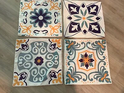 Moroccan Tile Style Print Pillow Covers Set Of 4 • $20