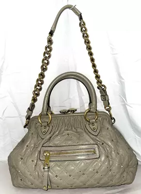 ❤️ Marc Jacobs Taupe Quilted Leather Stam Satchel Hand Bag Purse Top Handle Bag • $270.75