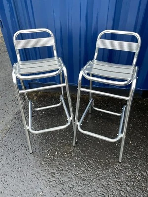 £20 • Buy 2x Aluminium High Chairs, Bar Stools, Kitchen Bench Stools - Solid, Light, Comfy