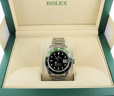 1984 Rolex Mens Submariner Date 16800 Green Bezel Black Dial SS Oyster 40mm • $8500